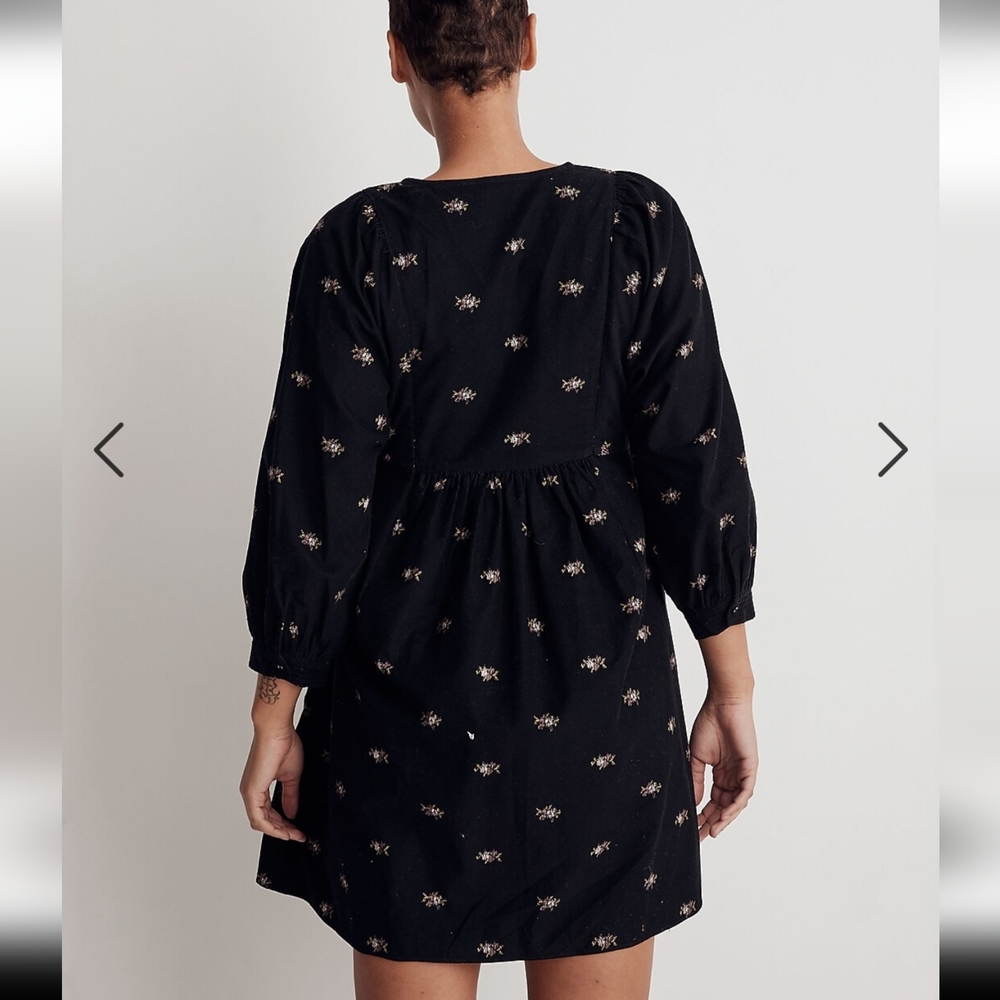Madewell Corduroy Quilted-Bib Mini Dress in Blurred Ikat - Picture 2 of 7